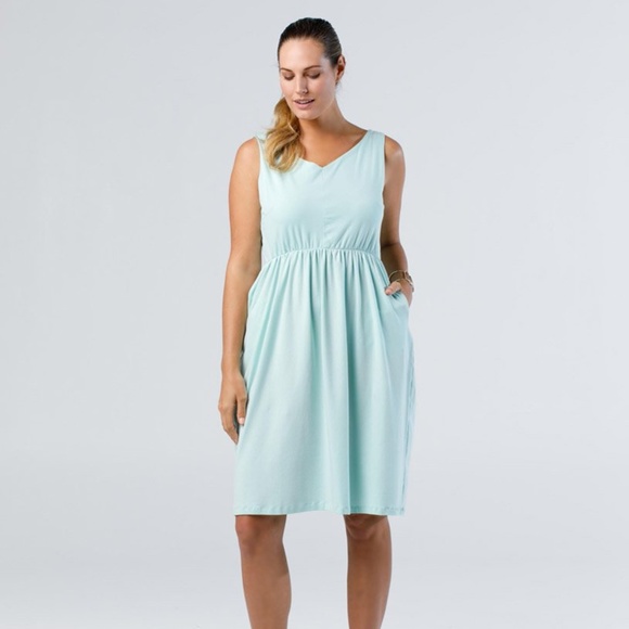 Cinch Waist A Line Dress Turquoise WITH POCKETS - Picture 2 of 8
